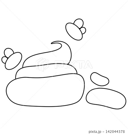 Simple black outline drawing shows a pile of poop Simple black outline drawing shows a pile of poop 142044378