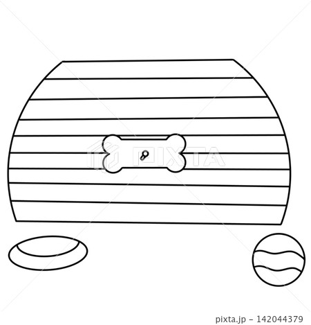 Simple line drawing of a doghouse 142044379