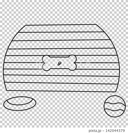 Simple line drawing of a doghouse Simple line drawing of a doghouse 142044379