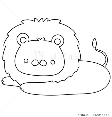 Cute cartoon lion with fluffy mane and gentle eyes Cute cartoon lion with fluffy mane and gentle eyes 142044447