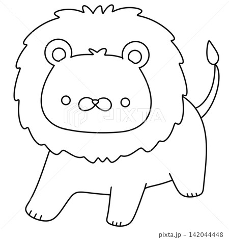 Cute lion photo with simple outlines Cute lion photo with simple outlines 142044448