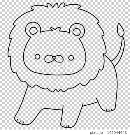 Cute lion photo with simple outlines Cute lion photo with simple outlines 142044448