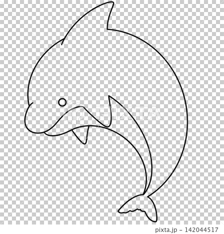 Simple line drawing of a dolphin 142044517