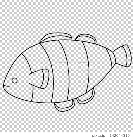 Simple fish photo in black outline Simple fish photo in black outline 142044519