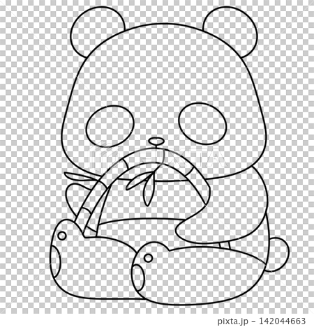 Cute panda holds bamboo stalk Cute panda holds bamboo stalk 142044663