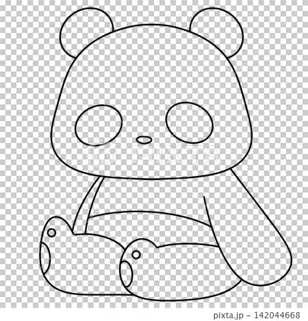 Cute panda sits calmly with closed eyes Cute panda sits calmly with closed eyes 142044668