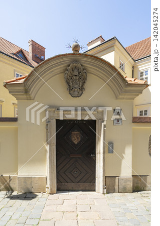 An ancient wooden door in Brno downtown, Czech Republic An ancient wooden door in Brno downtown, Czech Republic 142045274