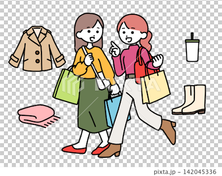 ショッピングをする人のイラスト ショッピングをする人のイラスト 142045336