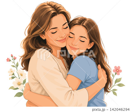 Vsai mother and daughter embracing showing family love 142046294