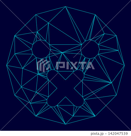 Silence emoticon low poly triangulation triangulated polygonal electric cyan blue vibrant aqua neon color vector illustration image outline contour line Silence emoticon low poly triangulation triangulated polygonal electric cyan blue vibrant aqua neon color vector illustration image outline contour line 142047539