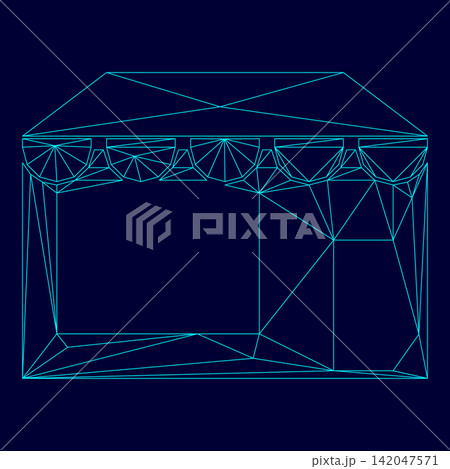 Store low poly triangulation triangulated polygonal electric cyan blue vibrant aqua neon color vector illustration image outline contour line 142047571