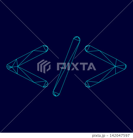 Symbol code low poly triangulation triangulated polygonal electric cyan blue vibrant aqua neon color vector illustration image outline contour line Symbol code low poly triangulation triangulated polygonal electric cyan blue vibrant aqua neon color vector illustration image outline contour line 142047597
