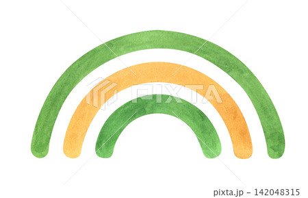 Watercolor rainbow illustration for St. Patrick's Day, isolated clipart on white background 142048315