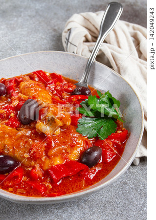 Pollo alla romana, Roman chicken, homemade, no people, Pollo alla romana, Roman chicken, homemade, no people, 142049243
