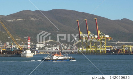 Novorossiysk Russia June 28 2026 Vessel Adis sailing in the commercial seaport of Novorossiysk on a sunny day 142050626