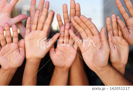 Hands, people or group in community with support in praying together, worship or collaboration for unity. Teamwork, solidarity or outreach with faith, christian and trust in God with praise or belief Hands, people or group in community with support in praying together, worship or collaboration for unity. Teamwork, solidarity or outreach with faith, christian and trust in God with praise or belief 142051217