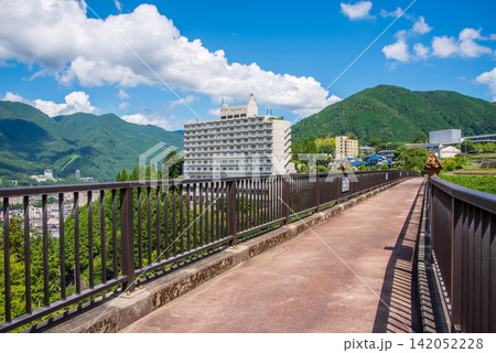 夏の下呂温泉街 縄文橋からの眺望《岐阜県 下呂市》 夏の下呂温泉街 縄文橋からの眺望《岐阜県 下呂市》 142052228