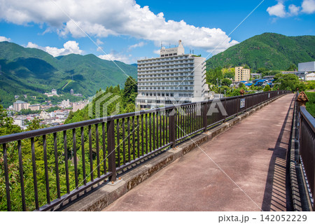 夏の下呂温泉街 縄文橋からの眺望《岐阜県 下呂市》 夏の下呂温泉街 縄文橋からの眺望《岐阜県 下呂市》 142052229
