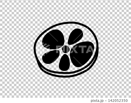 Hand-drawn lotus root vegetable illustration in black Hand-drawn lotus root vegetable illustration in black 142052350