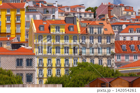Colorful Residential Architecture in Alfama District of Lisbon, Portugal Colorful Residential Architecture in Alfama District of Lisbon, Portugal 142054261