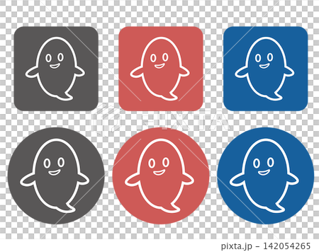 Cute Halloween ghost icon set Cute Halloween ghost icon set 142054265
