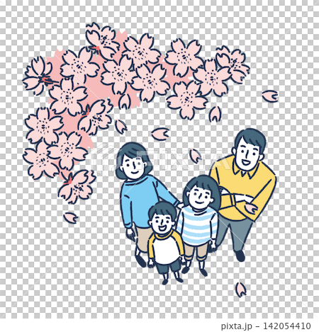 桜と家族のセット 桜と家族のセット 142054410