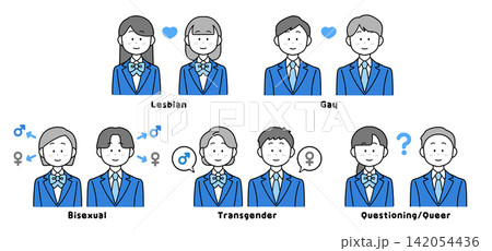 シンプルで使いやすい｜学生向けLGBTQを説明するイラストセット｜多様性・性教育 142054436