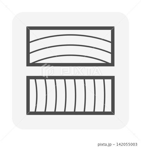 Wood grain texture material cross section expandable vector icon. 142055003