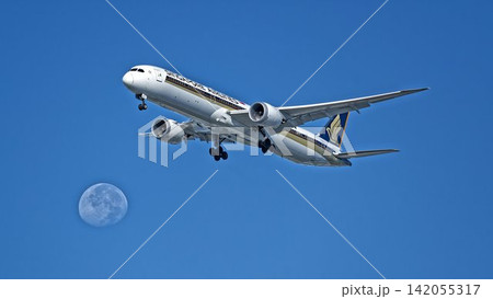 シンガポール航空のボーイング787-10型旅客機 シンガポール航空のボーイング787-10型旅客機 142055317