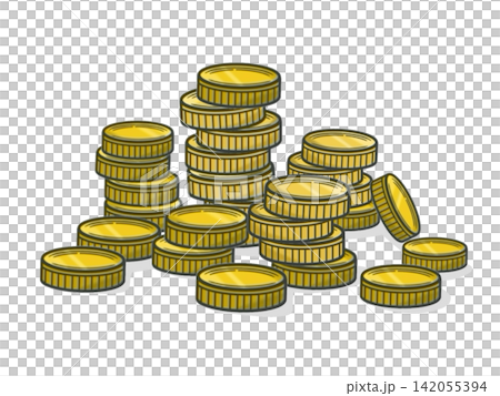 Illustration of many coins piled up Illustration of many coins piled up 142055394