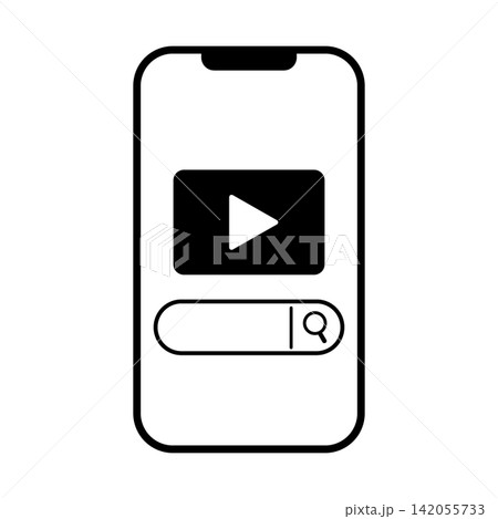 スマホで動画を検索して再生するアイコンイラスト 142055733