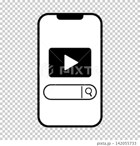 スマホで動画を検索して再生するアイコンイラスト 142055733