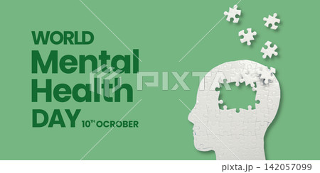 Creative design highlights World Mental Health Day with puzzle pieces 142057099