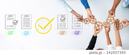 Collaborative Teamwork in Business with Gear Mechanism and Checklists to Represent Successful Project Management and Goal Achievement Cyphers. Collaborative Teamwork in Business with Gear Mechanism and Checklists to Represent Successful Project Management and Goal Achievement Cyphers. 142057393