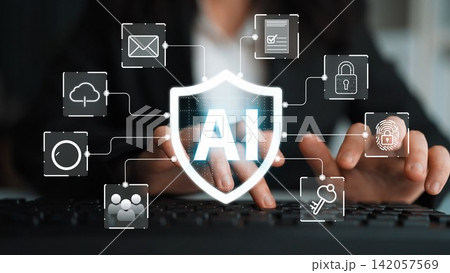 Secure AI Technology for Data Protection and Digital Privacy Management with Visual Icons Representing Safety, Innovation, and Connectivity. Entropy 142057569