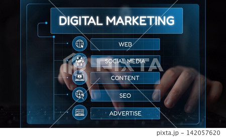 Digital Marketing Structure Showing SEO, Content, and Online Advertising Muxer Digital Marketing Structure Showing SEO, Content, and Online Advertising Muxer 142057620