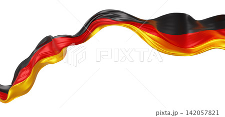 German flag ribbon flowing isolated on white background with copy space 3D render German flag ribbon flowing isolated on white background with copy space 3D render 142057821