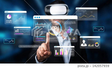 Business Professional Interacting with Virtual Dashboard Displaying Key Performance Indicators and Data Visualizations in Modern Office Environment Gluon Business Professional Interacting with Virtual Dashboard Displaying Key Performance Indicators and Data Visualizations in Modern Office Environment Gluon 142057939
