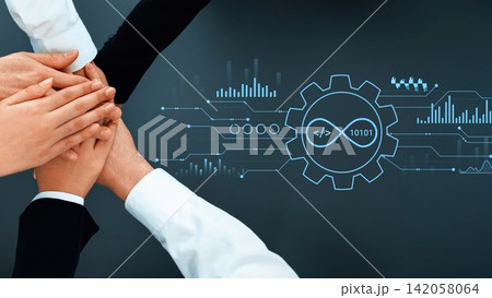 Team Collaboration in Technology with Hands Overlaid on Digital Elements Representing Data and Innovation. Entropy Team Collaboration in Technology with Hands Overlaid on Digital Elements Representing Data and Innovation. Entropy 142058064