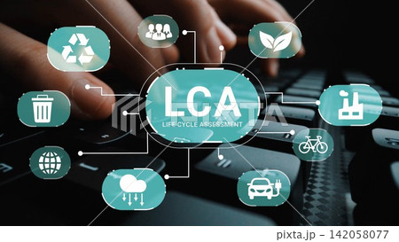 Life Cycle Assessment Concept with Icons Showing Sustainable Practices, Recycling, Green Technology, and Environmental Awareness on a Computer Keyboard Gluon Life Cycle Assessment Concept with Icons Showing Sustainable Practices, Recycling, Green Technology, and Environmental Awareness on a Computer Keyboard Gluon 142058077