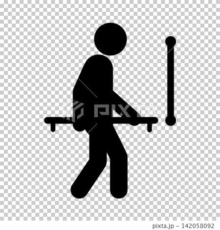 手摺歩行／自立支援・福祉住環境ピクトグラム（黒／グレー） 142058092