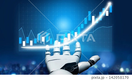 Futuristic robotic hand reaching towards glowing financial graph, symbolizing technology and growth in data analysis and business intelligence Copula Futuristic robotic hand reaching towards glowing financial graph, symbolizing technology and growth in data analysis and business intelligence Copula 142058170