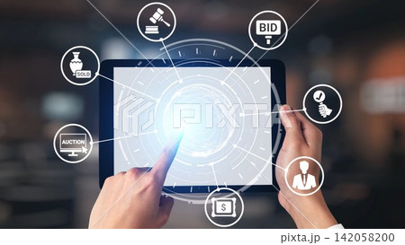 Online auction concept for digital bidding and sales Spire Online auction concept for digital bidding and sales Spire 142058200