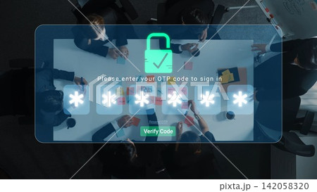 A visual representation of a secure online login process where business professionals collaborate, highlighting the importance of OTP code verification in a digital workspace. Sigmoid A visual representation of a secure online login process where business professionals collaborate, highlighting the importance of OTP code verification in a digital workspace. Sigmoid 142058320