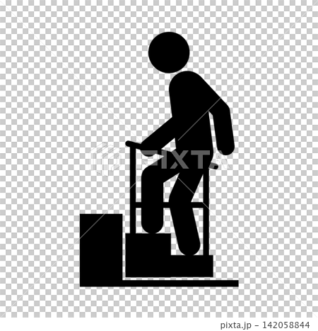 玄関用ステップ（2段）／自立支援・福祉住環境ピクトグラム（黒／グレー） 142058844