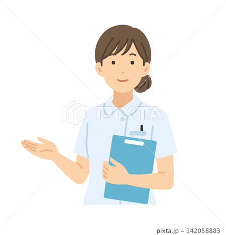 ご案内,看護師女性,フラットイラスト ご案内,看護師女性,フラットイラスト 142058883
