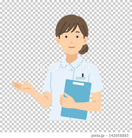ご案内,看護師女性,フラットイラスト ご案内,看護師女性,フラットイラスト 142058883