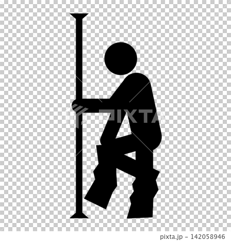 Standing dressing (pole-type handrail) / Pictogram for independent living support and welfare living environment (black/gray) Standing dressing (pole-type handrail) / Pictogram for independent living support and welfare living environment (black/gray) 142058946