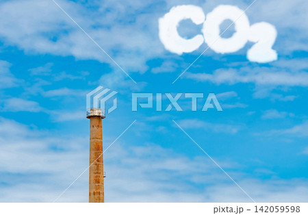 CO2 emissions. CO2 greenhouse gas emissions from factory chimney. Carbon dioxide gas global air climate pollution. Carbon dioxide in earths atmosphere. Greenhouse gas. Smoke emissions from chimney. CO2 emissions. CO2 greenhouse gas emissions from factory chimney. Carbon dioxide gas global air climate pollution. Carbon dioxide in earths atmosphere. Greenhouse gas. Smoke emissions from chimney. 142059598