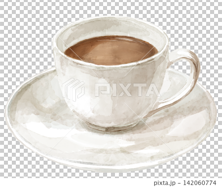 白いカップに入ったカフェオレの水彩イラスト 白いカップに入ったカフェオレの水彩イラスト 142060774
